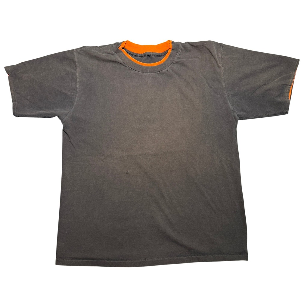 Vintage 90s T-Shirt Black Orange Distressed